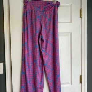 Mud Pie Pink and Blue Geometric Wide-Leg Pants